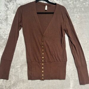 Y2K Style Long Cardigan Color Story Women’s Large Brown Buttons